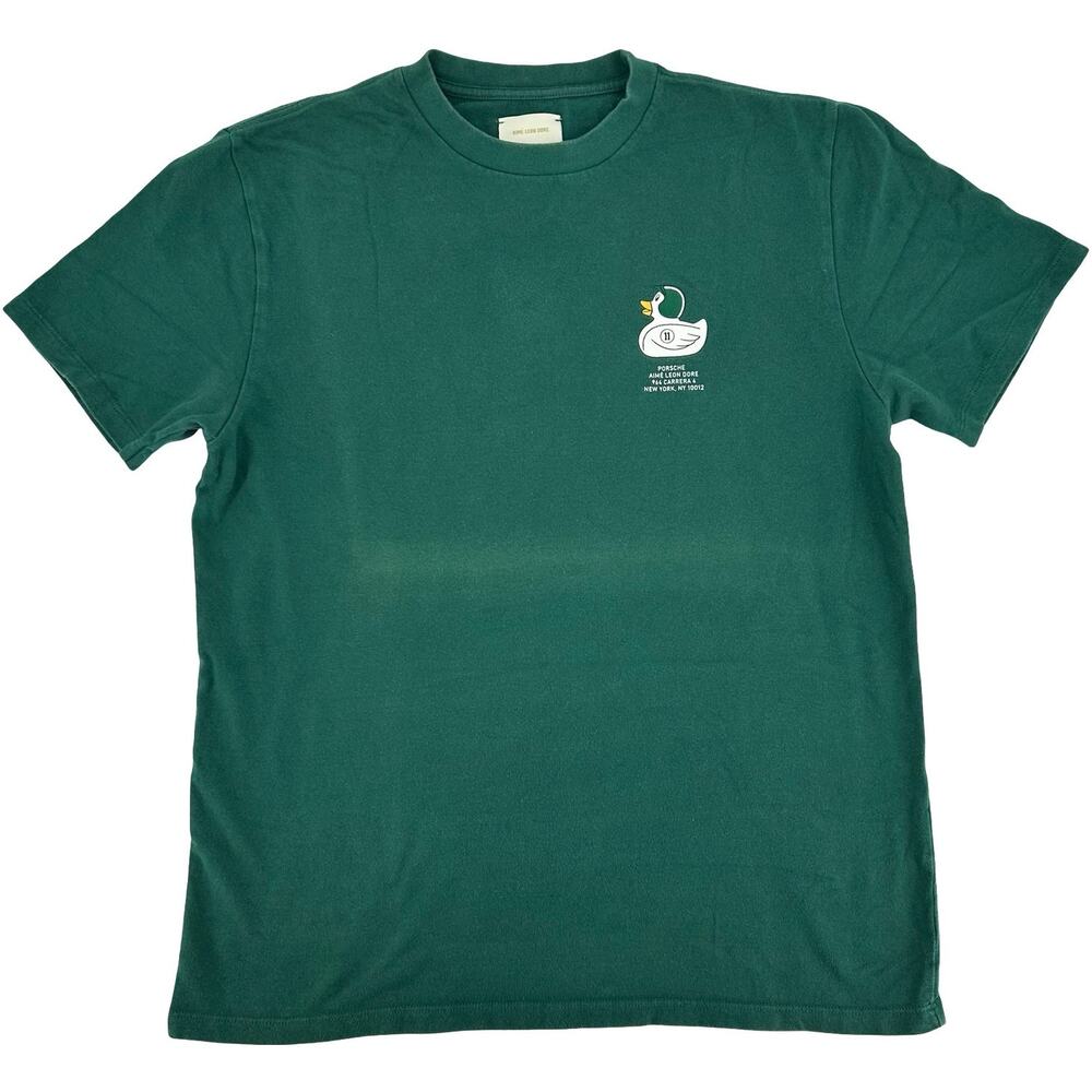 RARE Men's Green 2019 Aime Leon Dore x Porsche Duck Graphic Tee T Shirt Sz Med